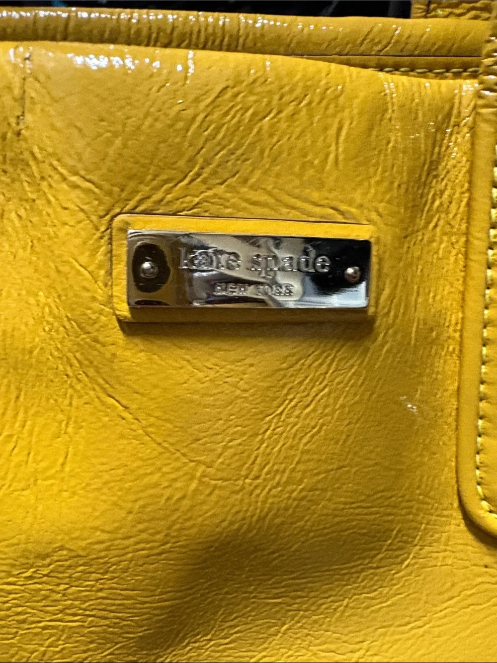 Kate Spade canary yellow patent leather handbag